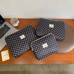 Japanese-Style Solid Color Small Polka Dot Print Laptop Bag High Appearance Ultra-Light 14/ 15.6inch Notebook Sleeve