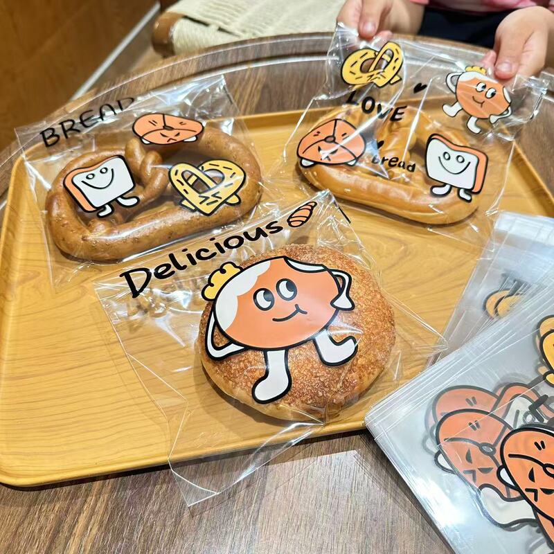 ベーグルパン包装袋ジップロックバッグベーキングトーストクロワッサン粘着サンドイッチ透明スナック袋|undefined