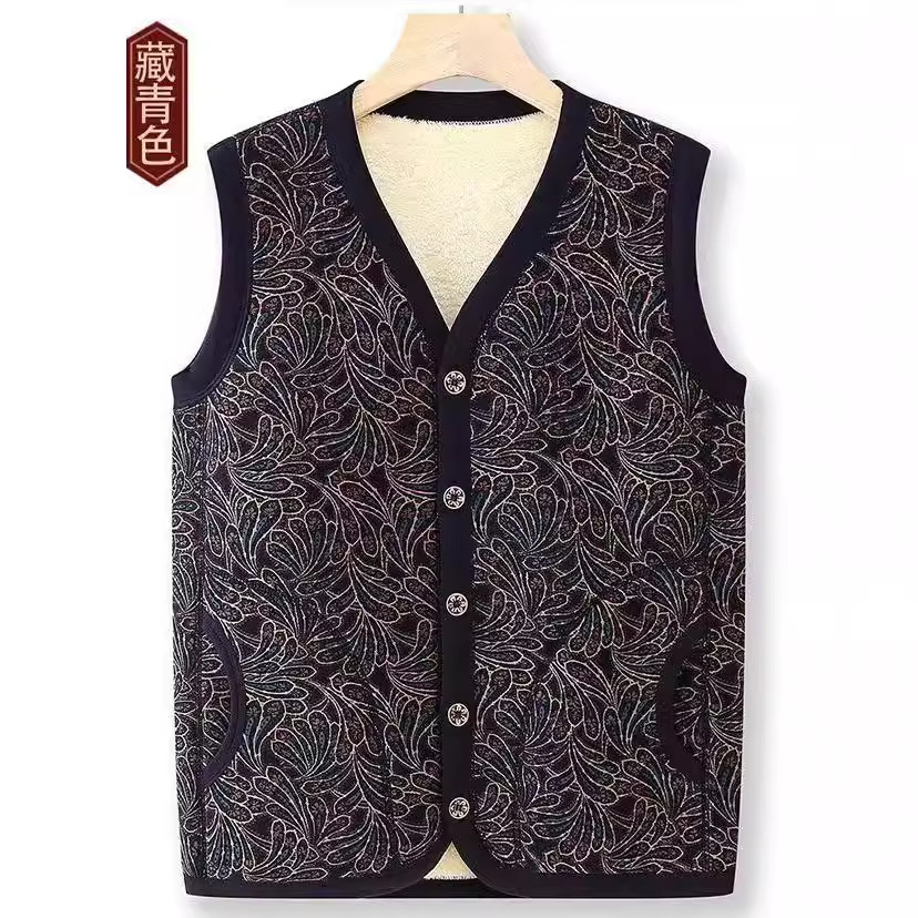 奶奶装马甲中老年人女装坎肩秋冬加绒加厚上衣妈妈马夹保暖内衣女