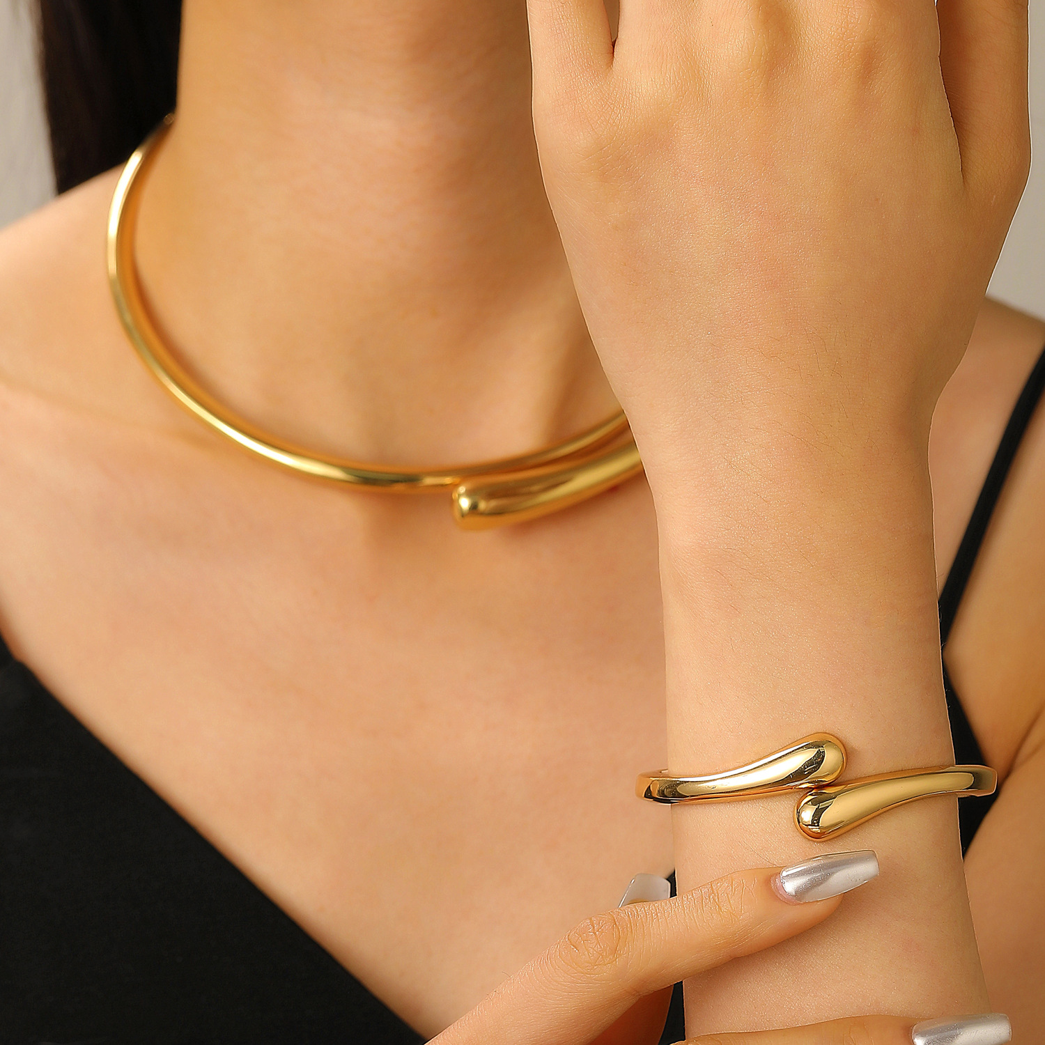 18g Weight Rings, Bracelets, Necklace Classification 1 Piece Quantity Casual, Party, Street Occasion Alloy Material Water Droplets, Solid Color Pattern All Seasons Season Women's Gender Plating Design Vintage Style Style Vintage Style Water Droplets Solid Color Alloy Plating Women's Rings Bracelets Necklace 3