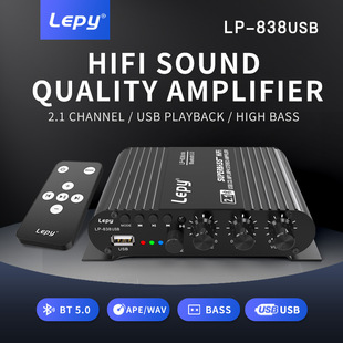 Lepy838 Bluetooth Subwoofer Power Amplifier, 12V Car Computer Desktop Speaker U Disk Lossless Music Playback