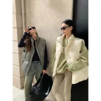 542 # Zhou Miao ZHOUMIAO 90 белый жилет на утином пуху, утолщенный ветрозащитный теплый жилет с воротником-стойкой, куртка