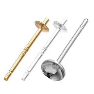 Copper plating 18K real gold accessories pearl holder ear pin ear pin bead plate DIY bowl pin empty holder silver plating factory outlet