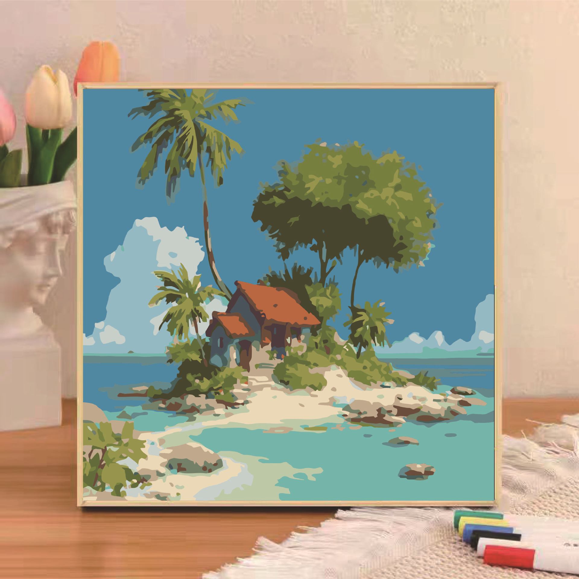 Pintura al óleo digital diy niños pequeños dibujos animados de tamaño pequeño dibujo a mano simple relleno de pintura acrílica