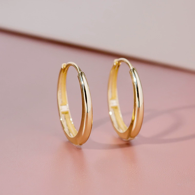 Серьги из золота 9K/10K/14K/18K, женские Овальные серьги с пряжкой в виде капли воды, золотые украшения 23138