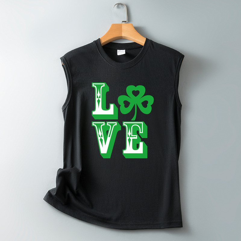 Irish green short-sleeved LOVE short-sleeved St. parcret festival short-sleeved Clover T-shirt top St. parcret