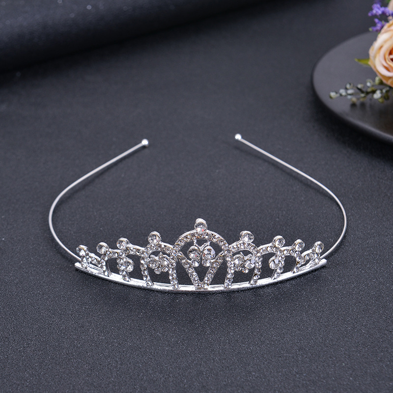 Diadema de corona de diamantes de imitación para niños, peine para el cabello, accesorios para el cabello para niñas, espectáculo de vacaciones para bebés, tocado de novia, cristal chapado en oro