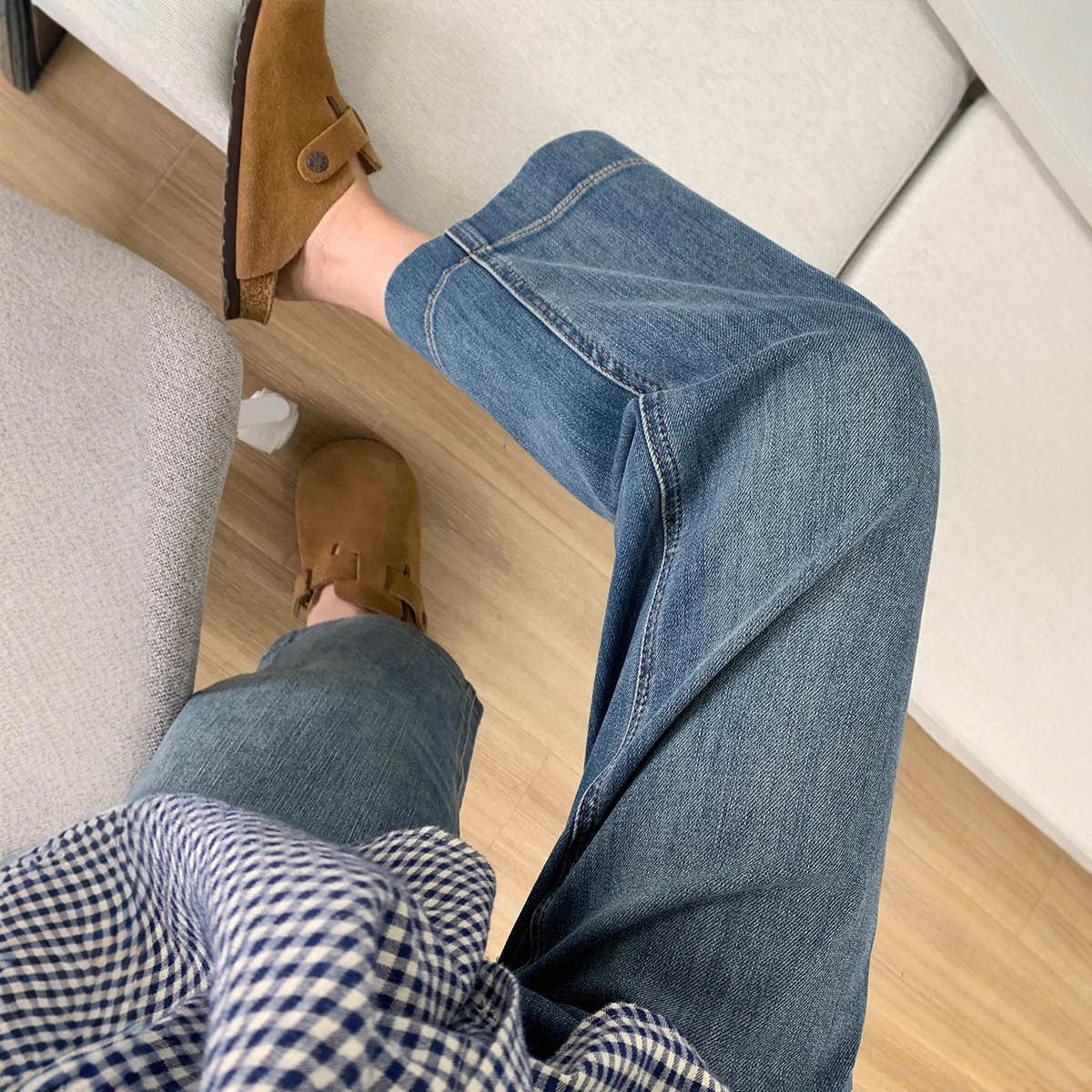 Magic Pants! Slimming Straight-Leg Jeans for Women, Autumn New Style, Petite Cropped Wide-Leg Pants