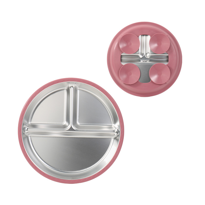 20cm silicone stainless steel dinner plate wine red