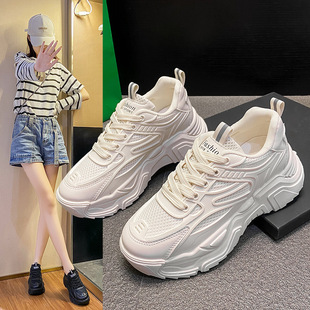 Women's Dad Shoes 2024 Spring New Women's Shoes Ins Trendy Casual Sports Shoes Comfortable Running Versatile White Shoes