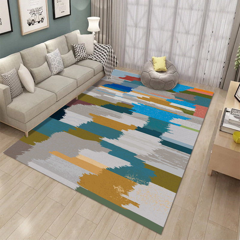 Alfombra nórdica abstracta teñida con tinta para sala de estar, dormitorio y mesita de noche, alfombra de cobertura total, personalizable, lavable a máquina, venta al por mayor transfronteriza.