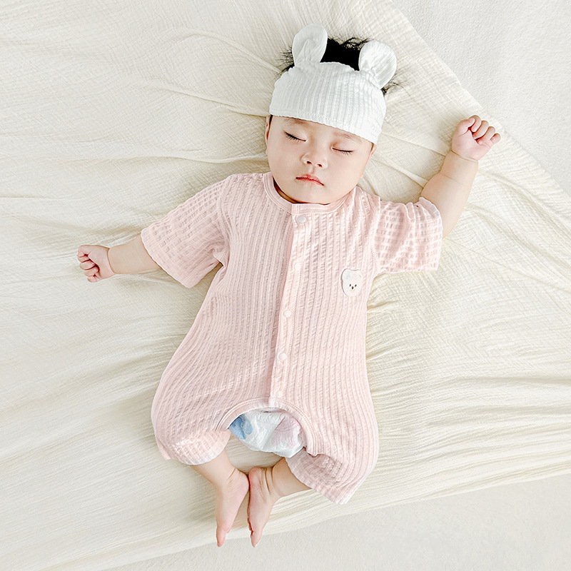 Mono de bebé verano para hombres y mujeres de manga corta delgada para niños pequeños mameluco de entrepierna abierta mameluco ropa de verano para bebés ropa para recién nacidos