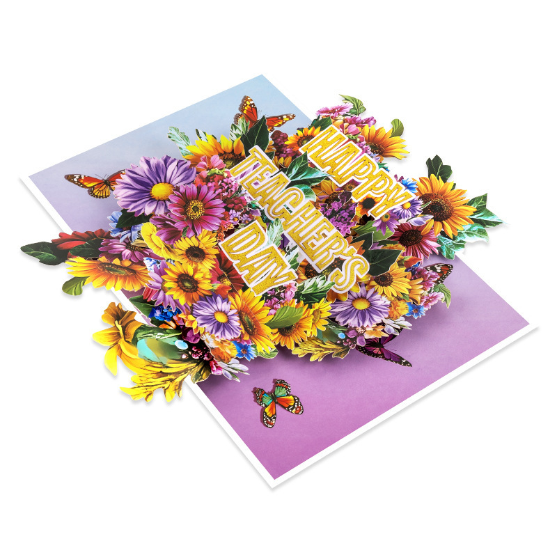 2025新款创意教师节贺卡英文跨境亚马逊3D立体卡片花丛教师节|undefined