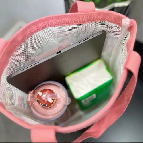 Bags Women's Fashion Simple Cartoon Printed Canvas Shoulder Bag Small Fresh Cute Hand Shopping Bag Lunch Box Bag