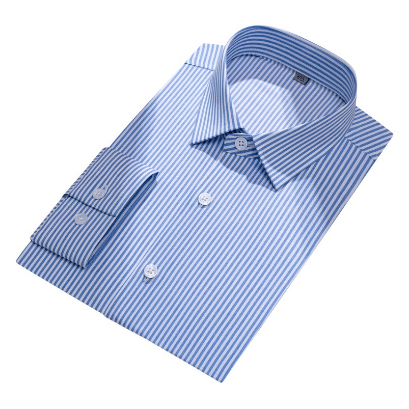 Camisa de rayas verticales sin costuras para hombre, nueva colección primavera-verano 2025, manga larga, estilo casual de negocios, corte ajustado y relajado.