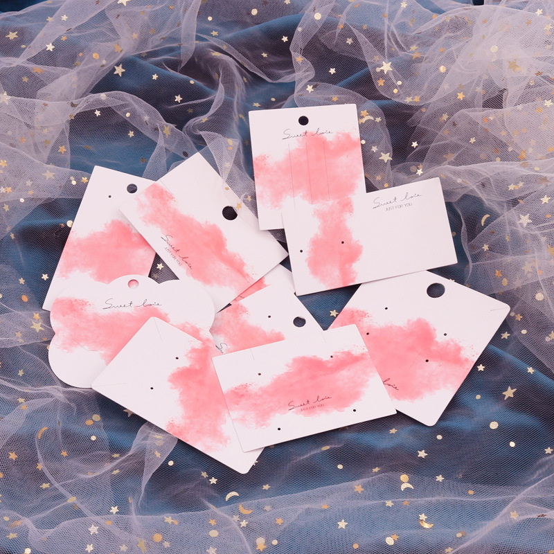 多款粉色云朵首饰包装耳饰背卡包装卡纸发夹项链挂卡DLY加印 logo