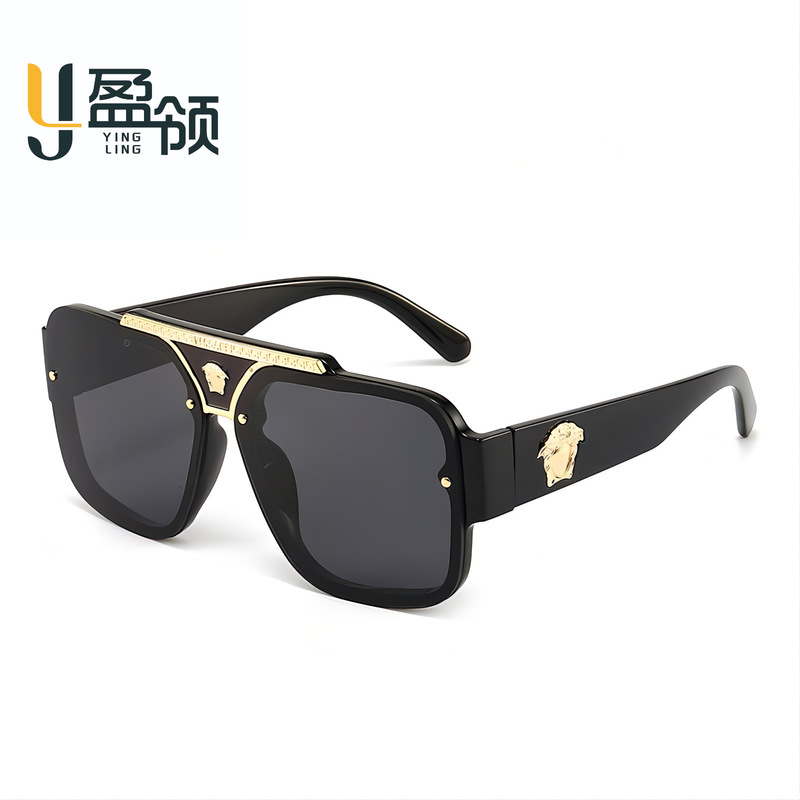 New Yingling Fashion Sunglasses Men's and Women's Cross-border Personalized Foreign Trade Large Frame Head Sunglasses INS Wind Prom Glasses