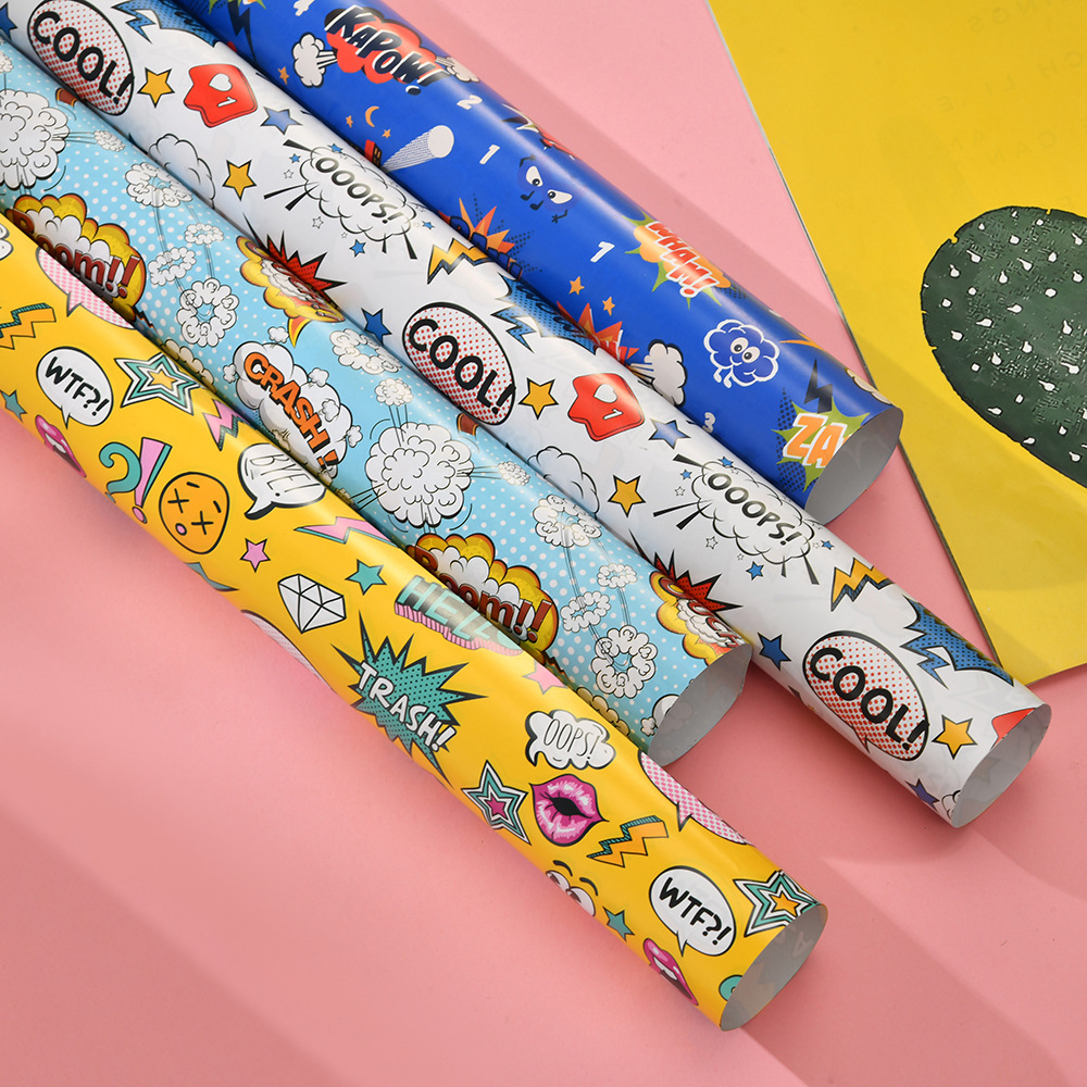 Papel de regalo animal de dibujos animados en stock papel recubierto Impresión de vacaciones papel de regalo de cumpleaños papel de regalo al por mayor