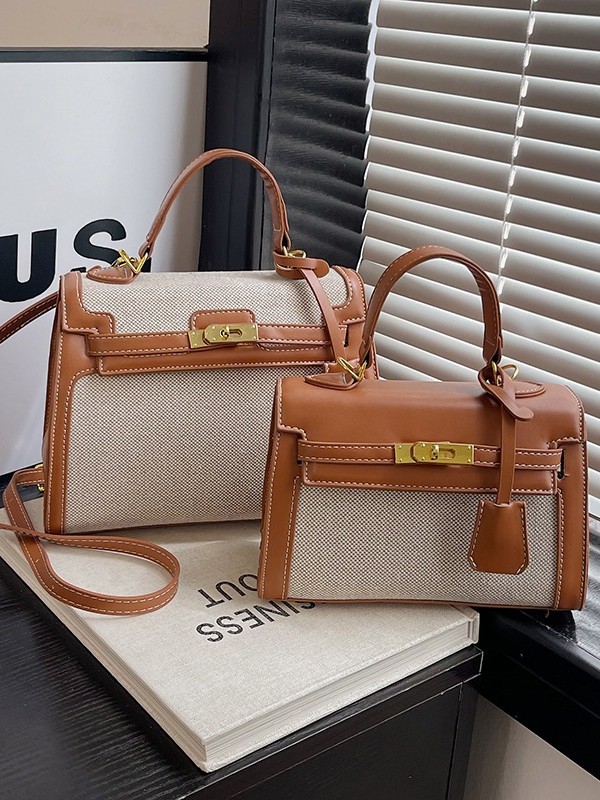Costuras de color de contraste de textura de alta calidad Bolso Kelly portátil transfronterizo femenino nueva moda casual retro bolso de mensajero de un solo hombro