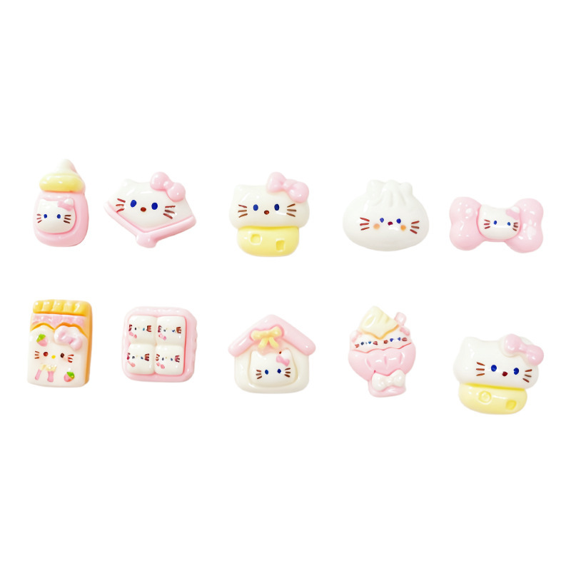 Mini Sanrio Kitty Cat House Cartoon Nail Art Accessories Wearable Nails Creative DIY Resin Earring Accessories