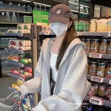 秋季外套女春秋款连帽卫衣2024新款拉链开衫灰色薄款运动休闲上衣