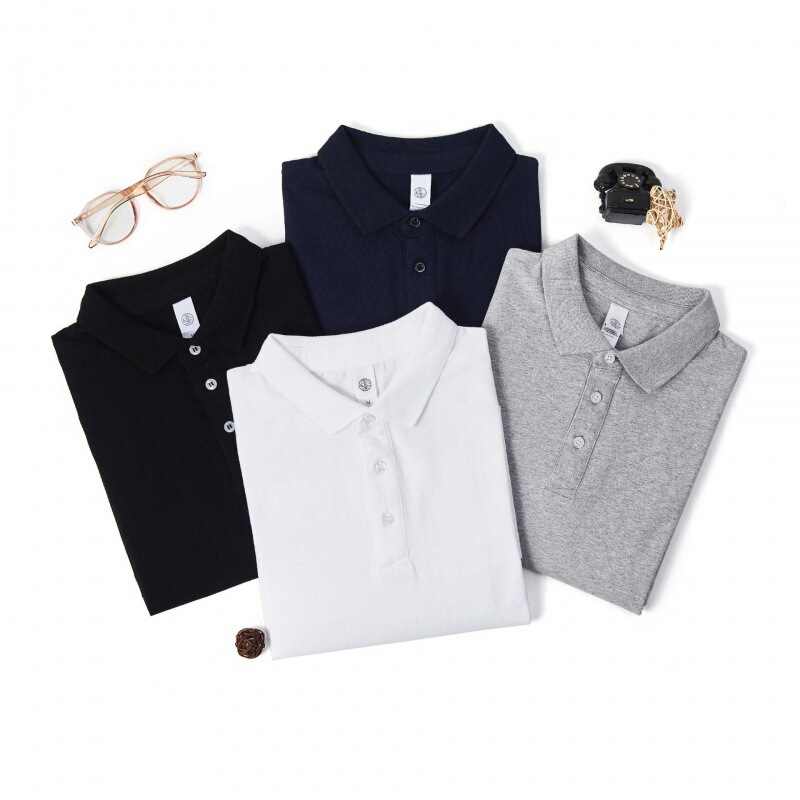 ビジネス男性poloシャツ日系重ポンド純綿襟tシャツポールシャツゆるい純色女性作業服250g|undefined