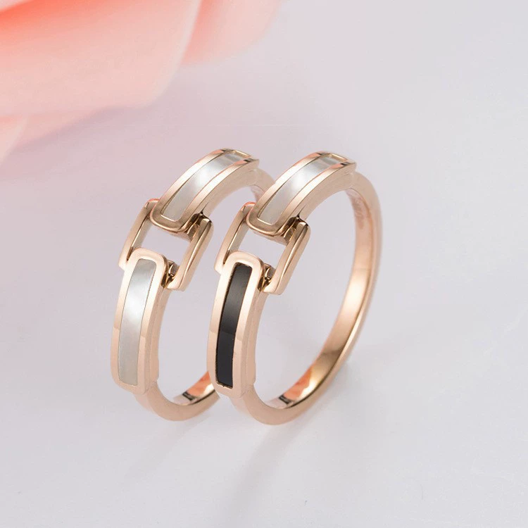 Fashionable ring stainless steel, golden belt, buckle, (Cross-border trading), pink gold