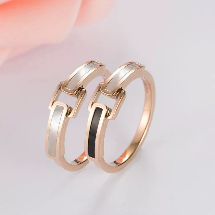 Fashionable ring stainless steel, golden belt, buckle, (Cross-border trading), pink gold