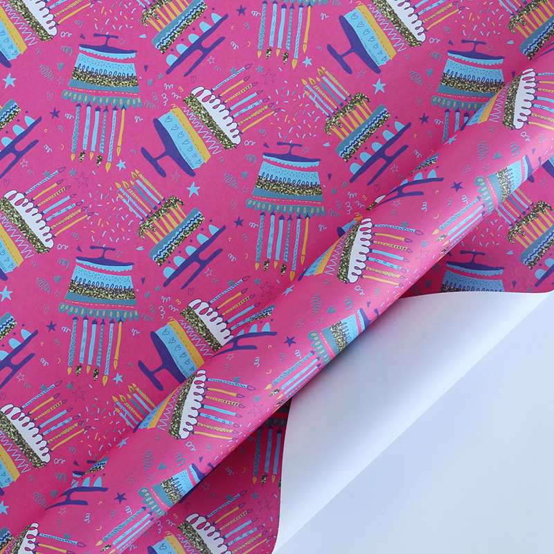 Amazon nuevo papel adhesivo doble Inglés Día de San Valentín Regalo de Cumpleaños embalaje vacaciones regalo papel DIY traje