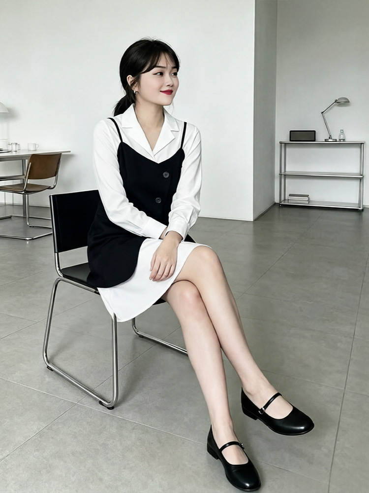 60-150kg Plus Size Women's Shirt Dress with Vest, Suitable for Slightly Chubby Women, Casual Style Two-Piece Set for Spring and Autumn 2026 60-150kg Plus Size Women's Shirt Dress with Vest, Suitable for Slightly Chubby Women, Casual Style Two-Piece Set for Spring and Autumn 2026