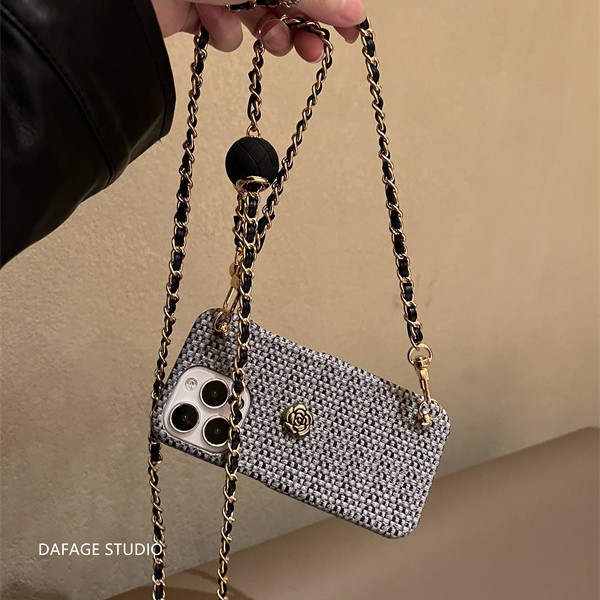 Camellia Golden Ball Crossbody Case 14, Compatible With IPhone 12, 13, 15, 11, XR, Shockproof, High-End Feel,_voghion.com