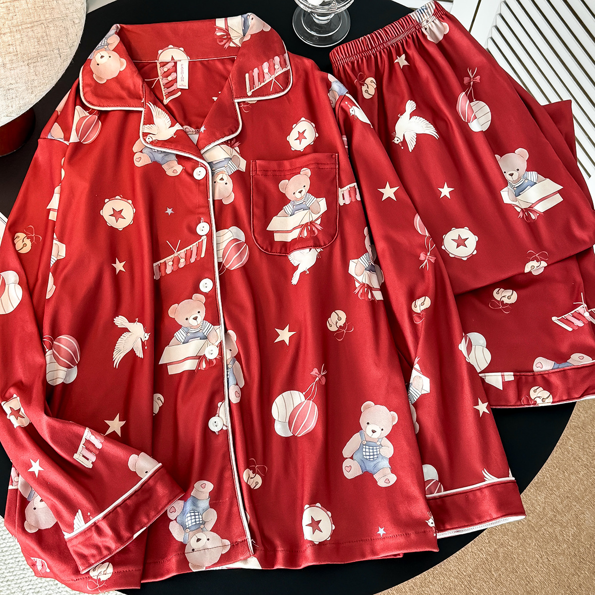 [두꺼운 저먼 벨벳] 풍선곰-새해 레드