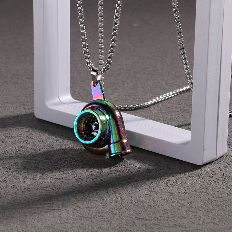Collar con colgante de turbocompresor de hip hop creativo, personalizado, moderno, para estudiantes masculinos, accesorios de baile callejero_voghion.com