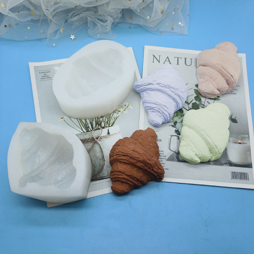 Croissant scented candle plaster silicone mold diy simulation bread pastry chocolate cake baking grinding tool