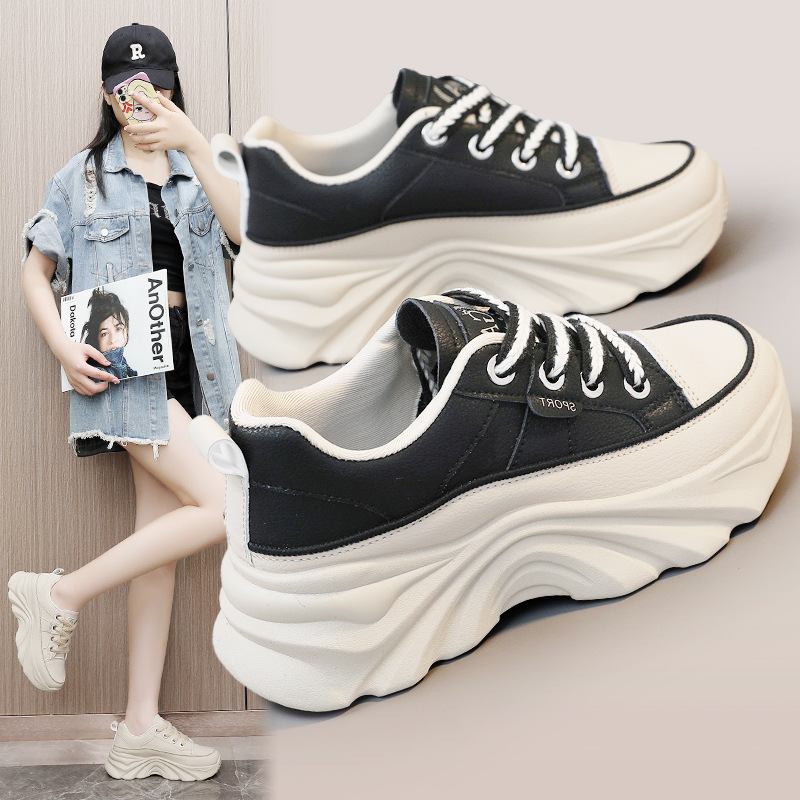 New Casual Women's Shoes Versatile 2024 Spring and Summer Trendy Breathable Height-Increasing Thick-Soled Leather Fashion Sneakers Dad Shoes for Women New Casual Women's Shoes Versatile 2024 Spring and Summer Trendy Breathable Height-Increasing Thick-Soled Leather Fashion Sneakers Dad Shoes for Women
