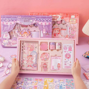 New gu KA Journal suit full set cartoon cute student stationery gift loose-leaf journal gift box wholesale