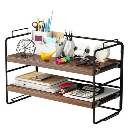 Simple bookshelf storage rack office desktop storage rack multi-layer wrought iron dining table desk organizer small shelf