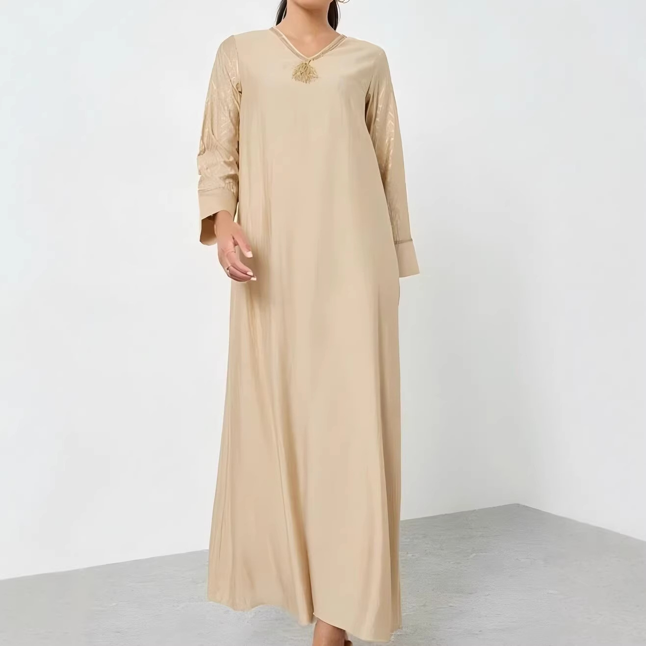 Middle Eastern Muslim Ethnic Style Sequin Party Evening Gown Robe Dress_voghion.com
