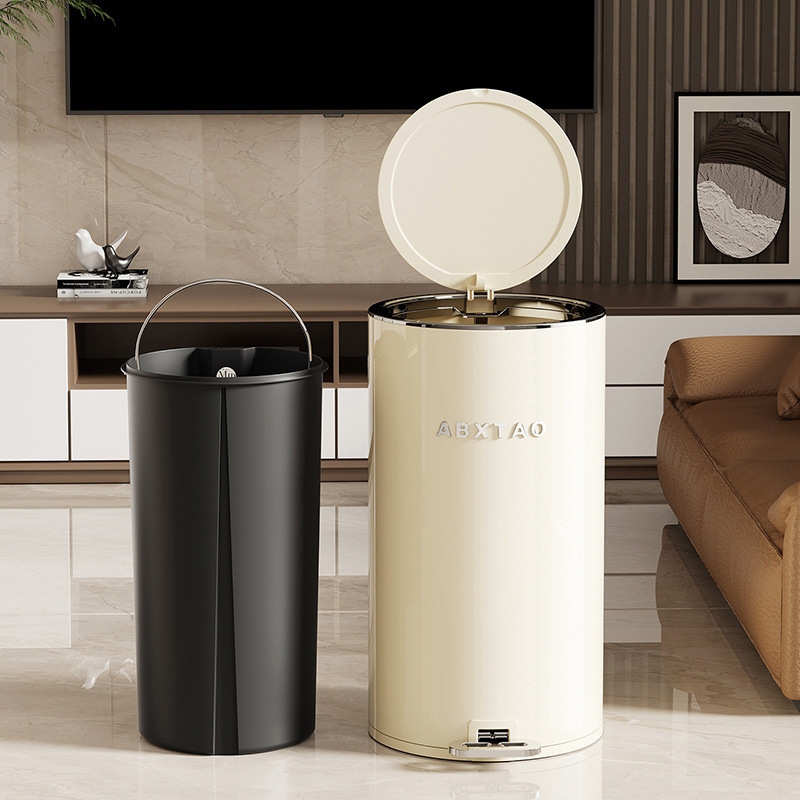 Stainless Steel Trash Can with a Luxurious Design, Pedal-Operated, Dual-Opening, Available in Multiple Sizes and Suitable for Various Settings, with a Lid for Home Use