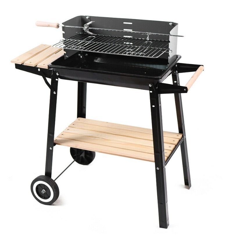 Fuente de la fábrica hogar cuadrado estufa de carbón barbacoa estufa con mesa de madera ajustable altura barbacoa estufa barbacoa parrilla