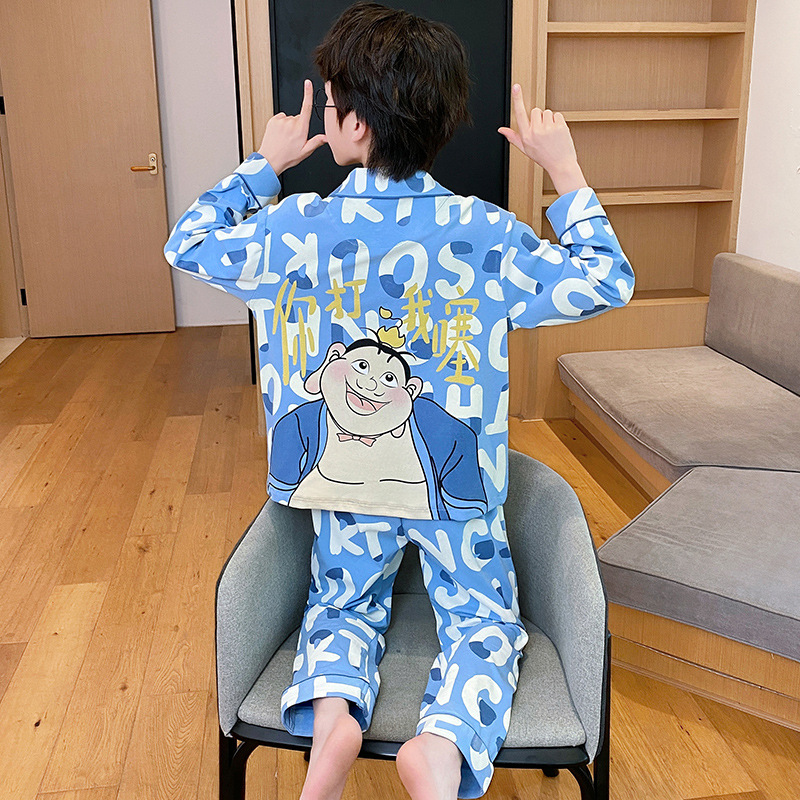 Nuevos pijamas infantiles primavera y otoño niños algodón de manga larga delgada para niños mayores adolescentes niños ropa de hogar al por mayor