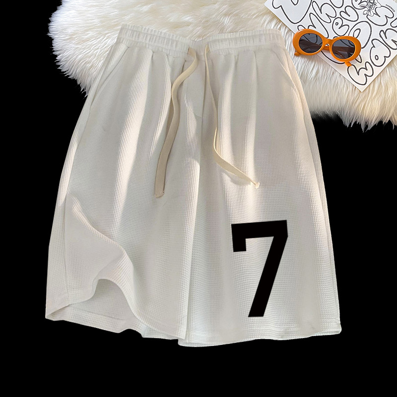 Ventas directas de la fábrica de los hombres waffle shorts High Street Loose Pantalones deportivos de pareja simple nuevos pantalones cortos