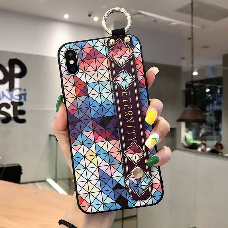 16ProMax15 Funda para teléfono móvil estilo palacio retro S25UltraS24A16 Pulsera de flor a cuadros japonesa y coreana Funda suave