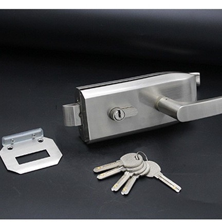 Oficina de separación de bloqueo de puerta de vidrio de acero inoxidable plana tienda de cerradura de puerta doble partición cerradura de vidrio manija