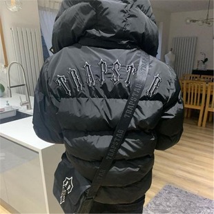 Trapstar Embroidered Letter Logo Winter Thickeneded Hooded Cotton Jacket for Men and Women Same Style Zipper Cardigan Cotton Jacket