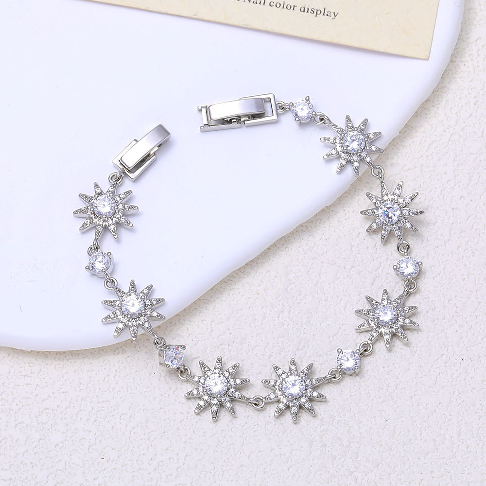 Pulsera de girasol de circonita colorida para mujer, ajustable, de estilo minimalista, lujo discreto, sencilla, moderna y versátil._voghion.com