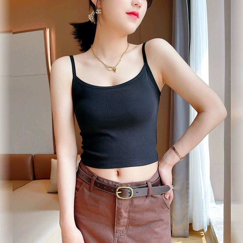 纯棉莫代尔2025春夏螺纹吊带女垂感修身内搭显瘦外穿百搭打底衫