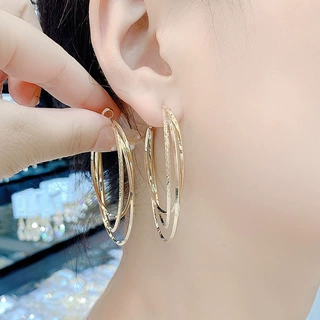 多层大耳圈新款潮s925纯银针大圈耳环夏季气质女神范夸张耳饰