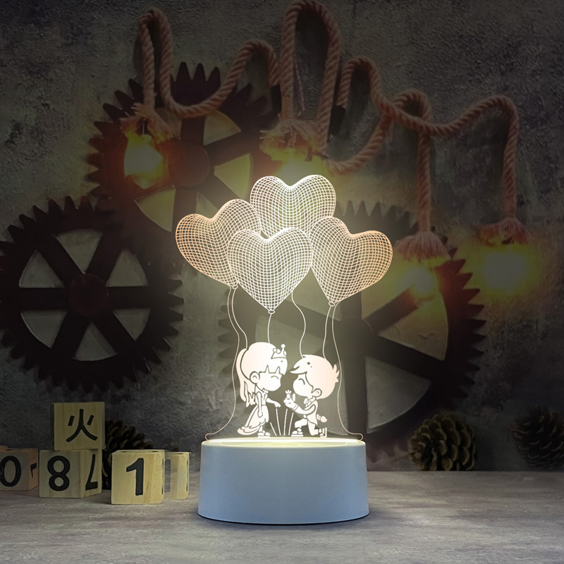 Nueva y única lámpara de noche 3D de acrílico, lámpara de escritorio USB, lámpara de noche para dormitorio, lámpara LED creativa, regalo de regreso a clases, Día del Trabajo