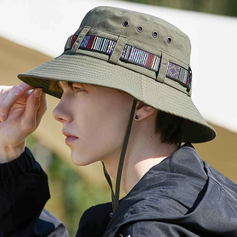 Chapeau d'alpinisme avec ruban pour hommes, chapeau de pêcheur Simple, pare-soleil attaché, coupe-vent, nouvelle collection printemps/été_voghion.com